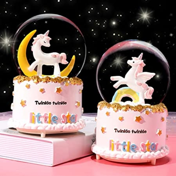 Unicorn Snow Globe, 3.14 Inch Unicorn Music Snow Globes with Automatic Snowfull - Picture 2 of 5